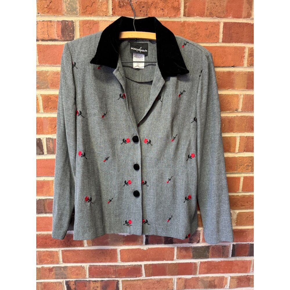 Positive Attitude Rose Embroidered Tie Back Lightweight Blazer Size 6
